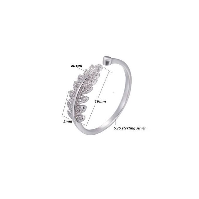 Leaf Motif Silver RingSimple Open Design Leaf Ring - 925 Pure Silver