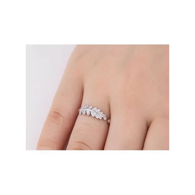 Leaf Motif Silver RingSimple Open Design Leaf Ring - 925 Pure Silver