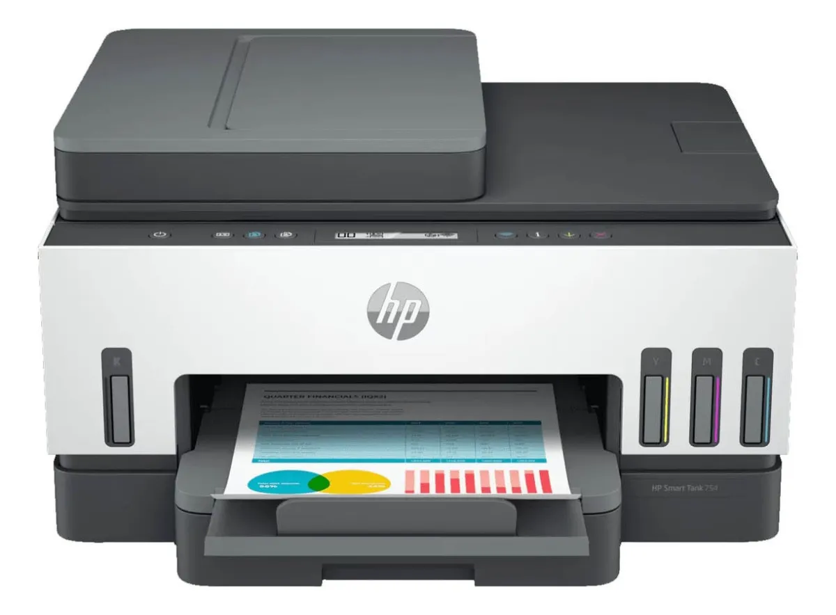 Impressora Multifuncional HP Smart Tank 754 Tanque de Tinta Colorida Wi-Fi Scanner Duplex, Bluetooth Branco (2H0A6A)