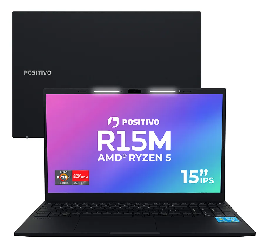 Notebook Positivo Vision R15m Amd Ryzen 5-5625u Linux 8gb Ram 256gb Ssd Wi-fi 6 Tela 15 Full Hd Ips Antirreflexo - Permite Upgrade De Memória Ram E Ssd - Preto
