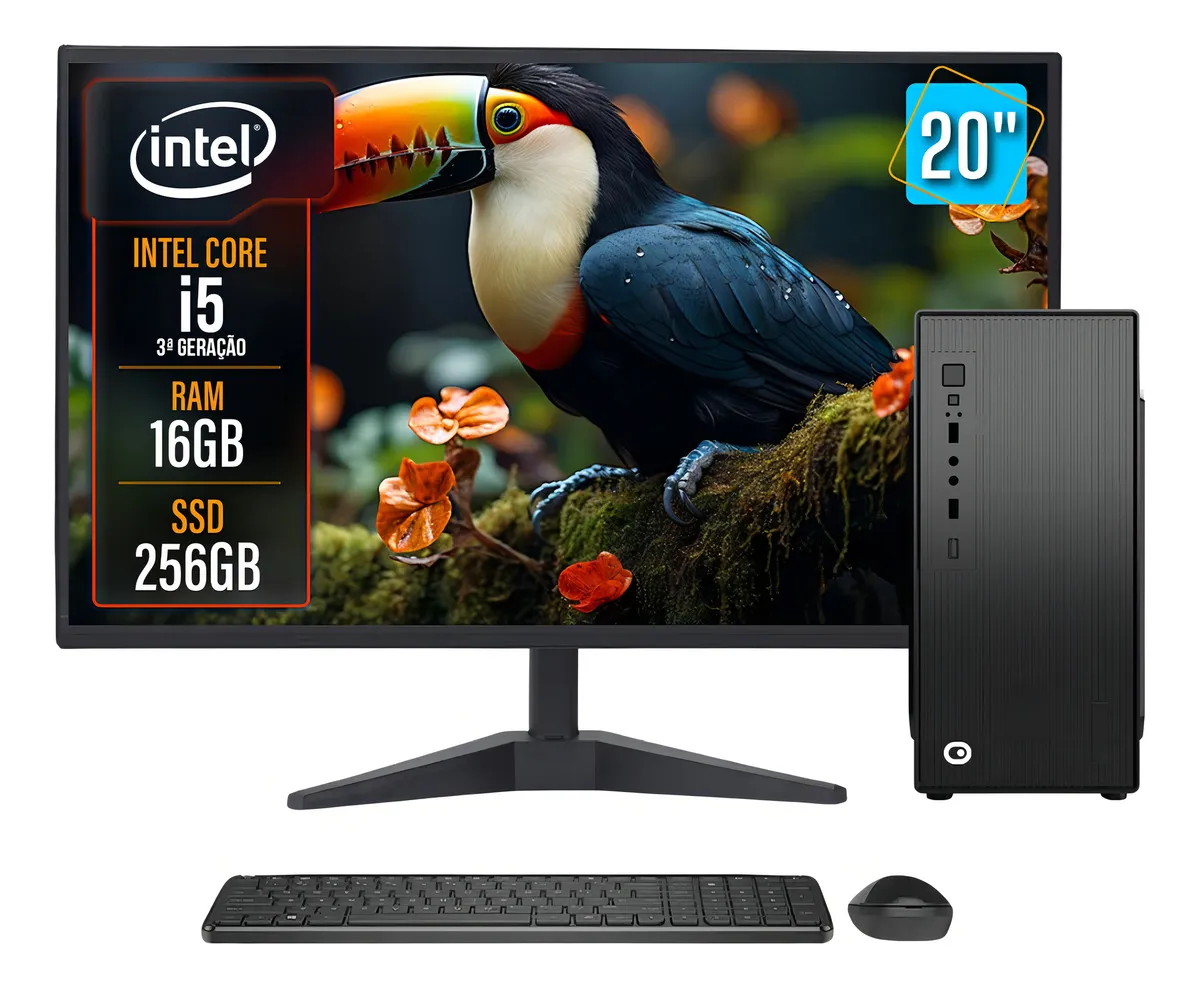 Computador Completo 2Eletro Speed Intel Core i5, 16GB RAM, SSD 256GB, Bivolt, Monitor 20" LED - CD2E-0113SP