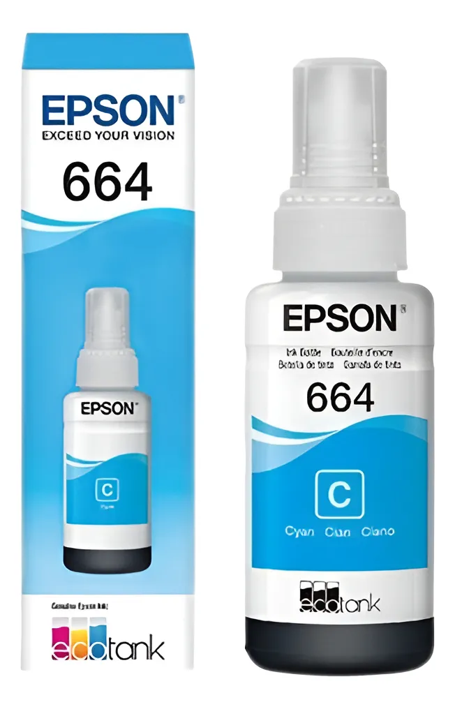 Refil Tinta Epson 664 Ciano Ecotank T664220al