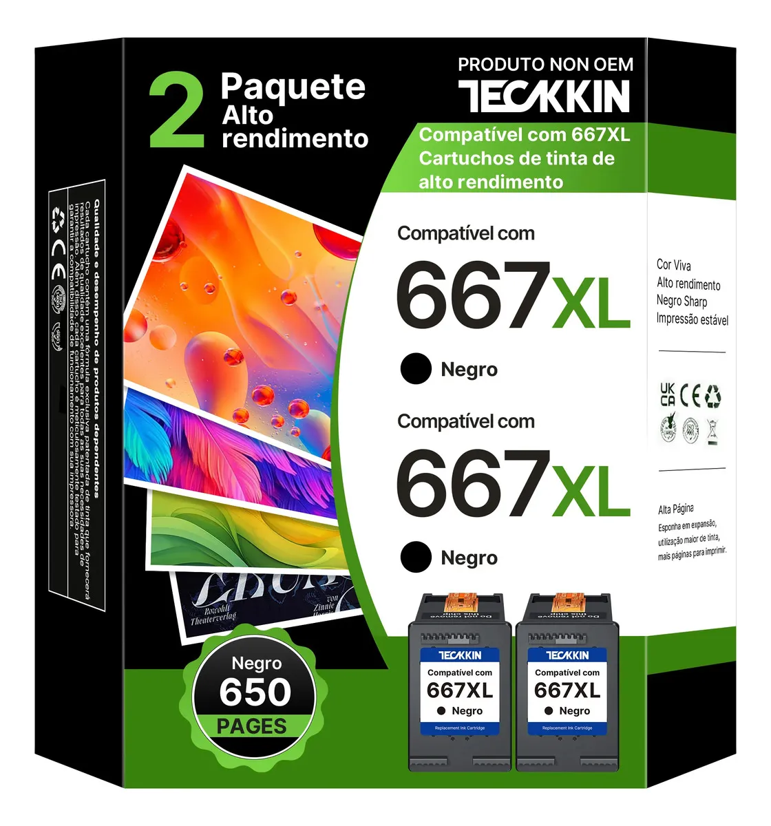 Cartucho De Impressora Preto Alternativo Para Hp Para 667xl Para Hp Deskjet Ink Advantage 1275/2374/2375/2376/2775/2776/6475/6476/6075