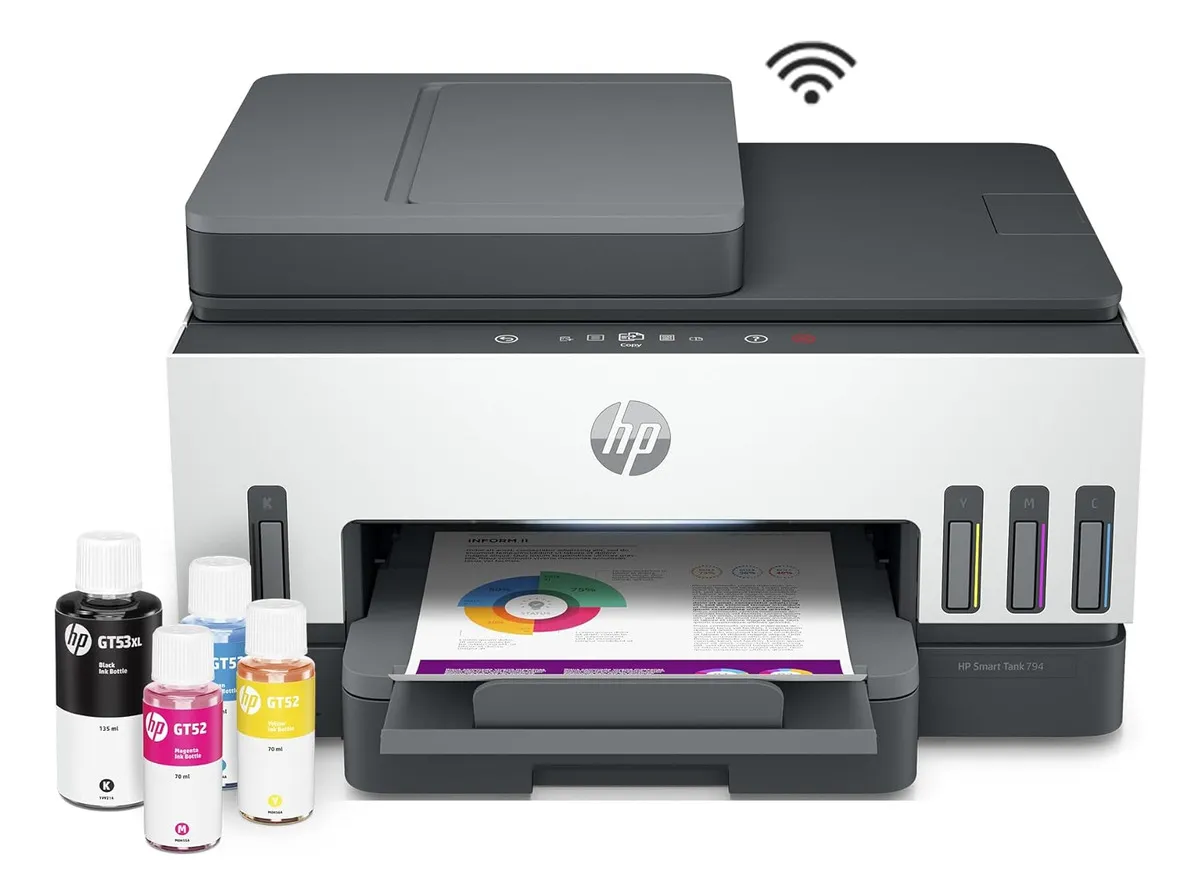 Impressora Multifuncional HP Smart Tank 794 Tanque de Tinta Colorida Wi-Fi Scanner Duplex, Bluetooth Branco (2G9Q9A)