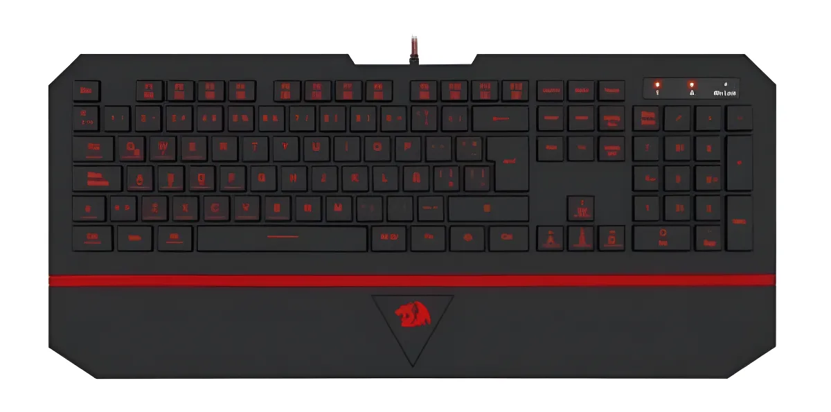 Teclado Redragon Karura QWERTY português Brasil cor preto e vermelho com luz de 7 cores