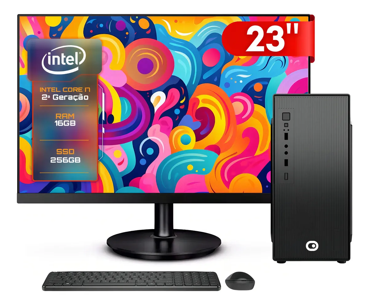 Computador Completo 2Eletro Fast Intel Core i7, 16GB RAM, SSD 256GB, Bivolt, Monitor 23" Full HD - CD2E-0134FA