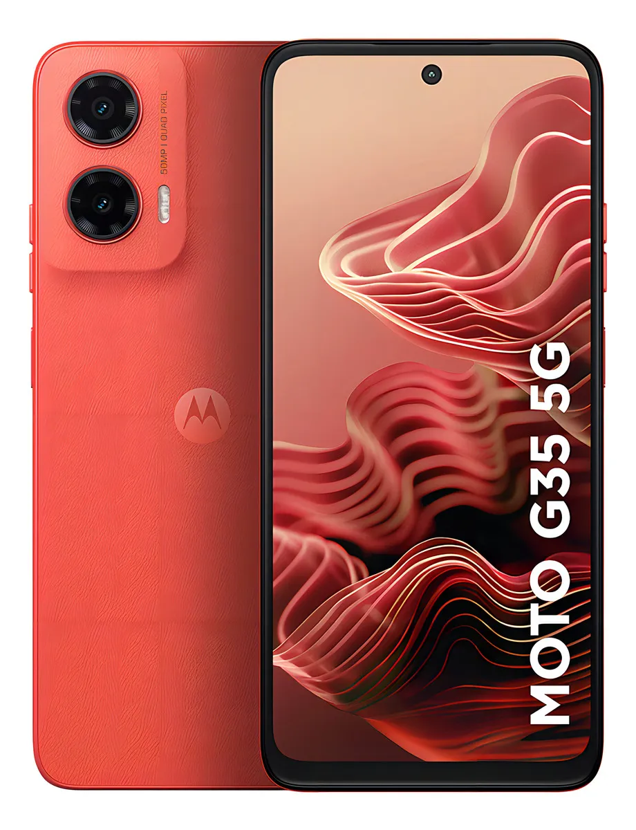 Smartphone Motorola Moto G35 5g - 128gb 12gb (4gb Ram+8gb Ram Boost) E Camera 50mp Com Ai Nfc Tela 6.7 Com Superbrilho - Coral - Vegan Leather