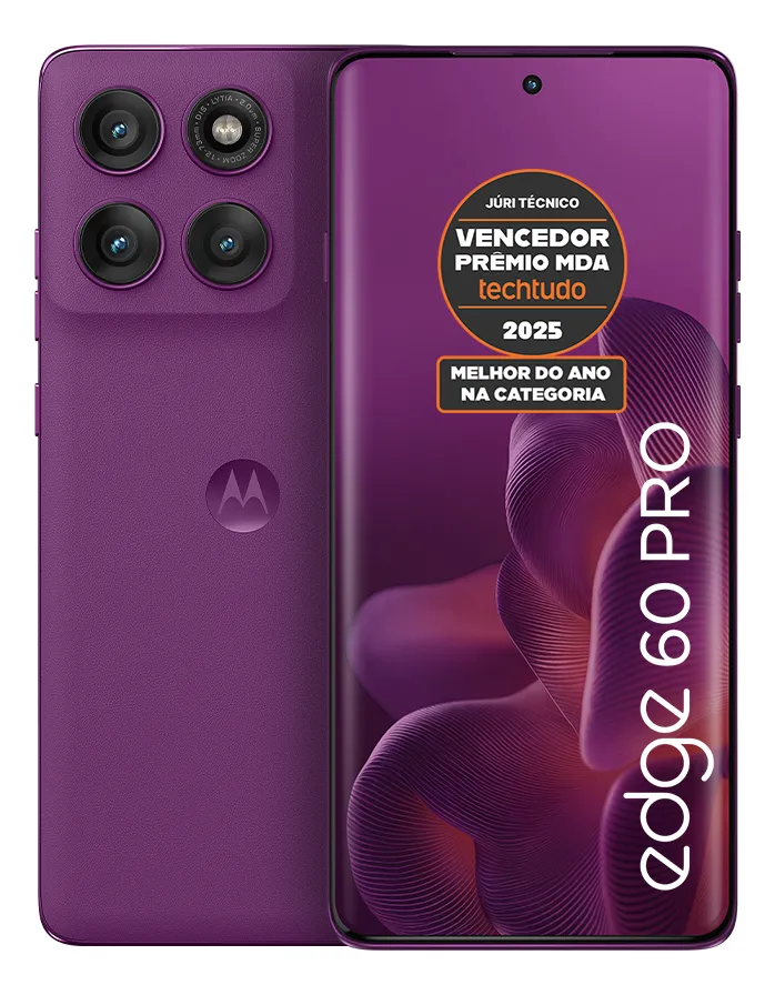 Smartphone Motorola Edge 60 Pro 5g - 256gb 24gb (12gb Ram+12gb Ram Boost) Tela Quad-curve Moto Ai 50mp Sony Camera Ultrarresistencia Militar Ip68 + Ip69 - Violeta