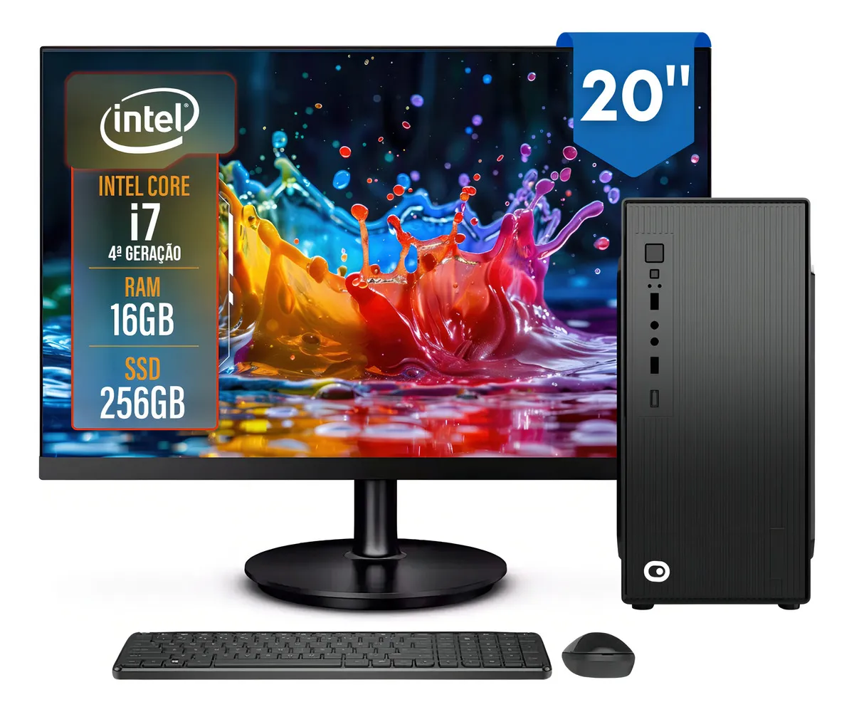 Computador Completo 2Eletro Top Intel Core i7, 16GB RAM, SSD 256GB, Bivolt, Monitor 20" LED - CD2E-0116TO