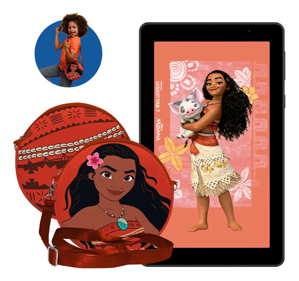 Tablet Positivo Vision TAB 7 Moana - Processador Octa-Core 3GB RAM 64GB Armazenamento, Tela 7” IPS, Bateria 3100mAh, Android 14 Go, Wi-fi - Preto - Inclui 2 Itens de Proteção (Capa e Transporte)