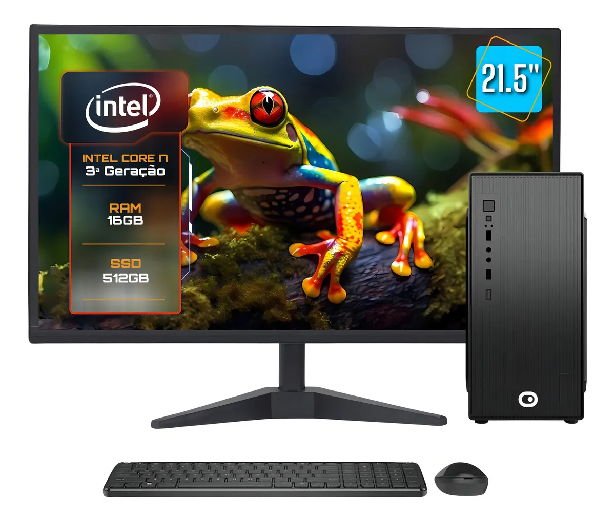 Computador Completo 2Eletro Speed Intel Core i7, 16GB RAM, SSD 512GB, Bivolt, Monitor 21.5" Full HD - CD2E-0126SP