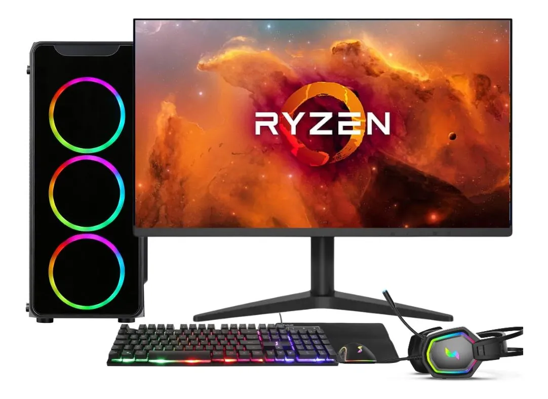 Pc Gamer Amd Ryzen 7 5700g 16gb Ssd 512gb Monitor 21 3green 512 Gb 16 Gb Radeon Vega 8 (integrada)