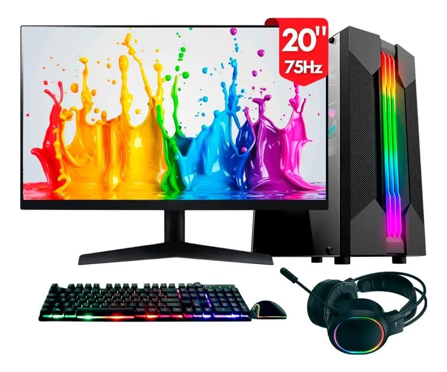 Computador Gamer completo 2Eletro Chroma, Intel Core i7, 16GB RAM, SSD 256GB, Fonte 500W, Monitor 20" 75Hz, Kit Gamer completo - PG2E-1013CH