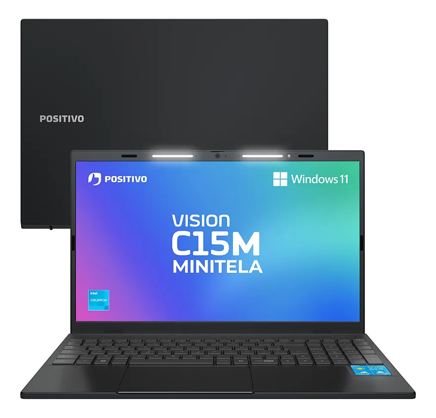 Notebook Positivo Vision C15m Intel Celeron N4500 Windows 11 Home 4gb Ram 128gb Emmc Tela 15 Full Hd Ips Antirreflexo - Minitela E Tecla Copilot - Permite Upgrade De Memória Ssd - Cinza