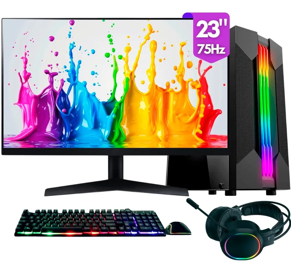 Computador Gamer completo 2Eletro Chroma, Intel Core i7, 16GB RAM, SSD 512GB, Fonte 500W, Monitor 23" 75Hz, Kit Gamer completo - PG2E-1022CH