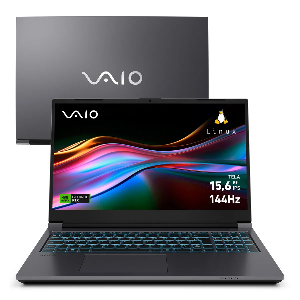 Notebook VAIO FH15 Intel Core I7 - 13ª Gen RTX 4050 Linux - 16GB RAM DDR5 1TB SSD Wi-Fi 6 Tela 15,6 Full HD WVA 144Hz - 200 Nits - Antirreflexo - Permite Upgrade De RAM E SSD - VJFH52F11X-B3111H Cinza