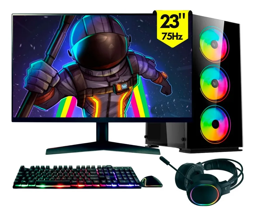 Computador Gamer completo 2Eletro RGB, Intel Core i5, 16GB RAM, SSD 256GB, Fonte 500W, Monitor 23" 75Hz, Kit Gamer completo - PG2E-1018RG