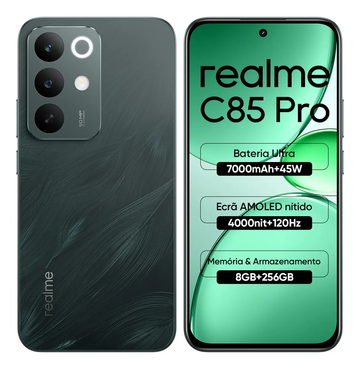 Celular Smartphone Realme C85 Pro 256gb 8gb Ram Dual Sim Bateria 7000mah IP69 Pro Resistência à água Verde