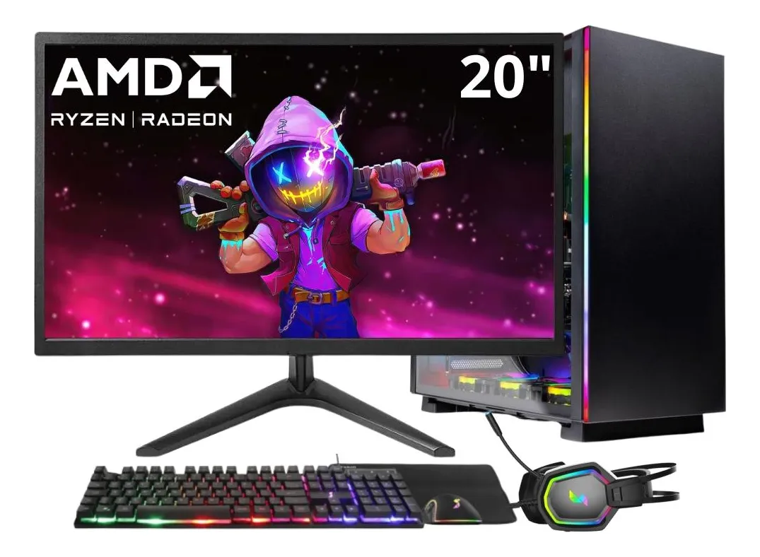 PC Gamer Skill Winner, AMD Ryzen 7 5700G, 16GB DDR4, SSD 512GB, Gráficos Radeon VEGA, Fonte 500W, Monitor 24" LED, Kit Gamer completo - GSW-24013 - 3Green
