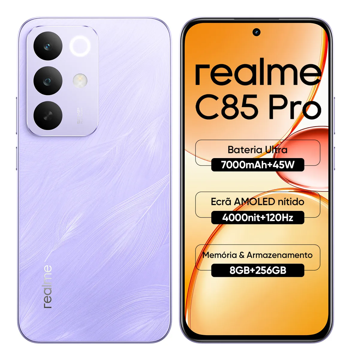 Celular Smartphone Realme C85 Pro 256gb 8gb Ram Dual Sim Bateria 7000mah IP69 Pro Resistência à água Violeta