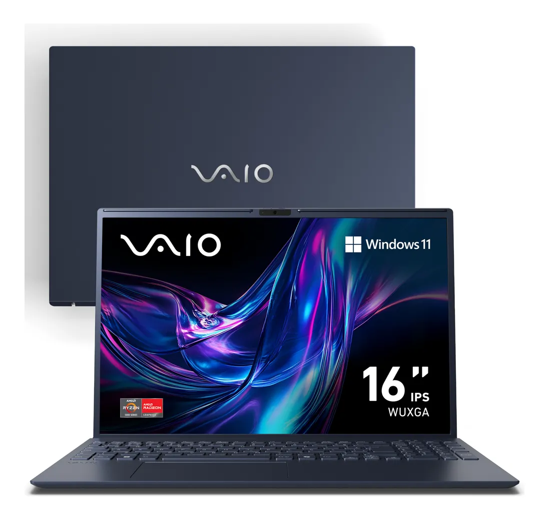 Notebook VAIO FE16 AMD Ryzen 7-5825u Windows 11 Home 16GB RAM 512GB SSD Wi-Fi 6 Tela 16'' IPS WUXGA Antirreflexo - Cinza Grafite - Vjfe69f11x-b0111h - Permite upgrade de memória RAM e SSD