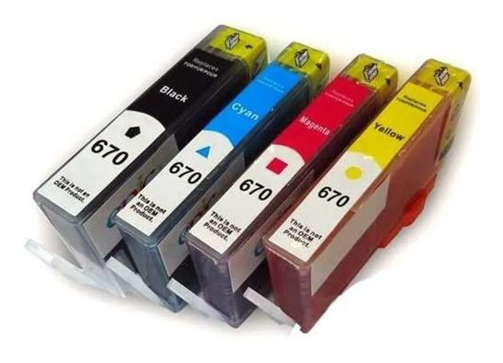Kit 04 Cartuchos 670xl Para Hp 3525 4615 4625 5525 Bkycm