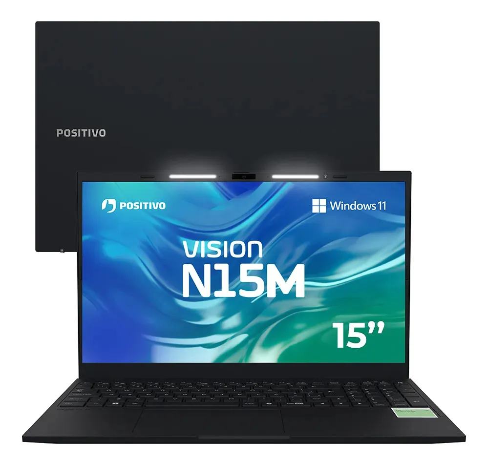Notebook Positivo Vision N15M Intel N100 8GB RAM 128GB SSD Wi-fi 6 Windows 11 Home Tela 15,6 Full HD IPS Antirreflexo - Permite Upgrade De Memória RAM E SSD - Preto