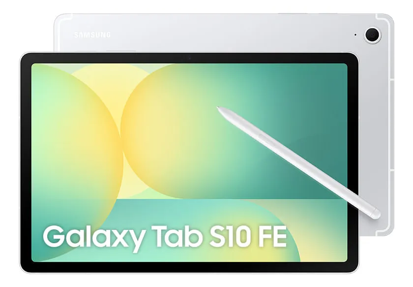 Tablet Samsung Galaxy Tab S10 FE 5G, 128GB, 8GB RAM, Tela Imersiva de 10.9" 90Hz, Camera Traseira de 8MP, Câmera Frontal de 13MP Ultra Wide, Wifi 6, IP68, Android 15 Prata