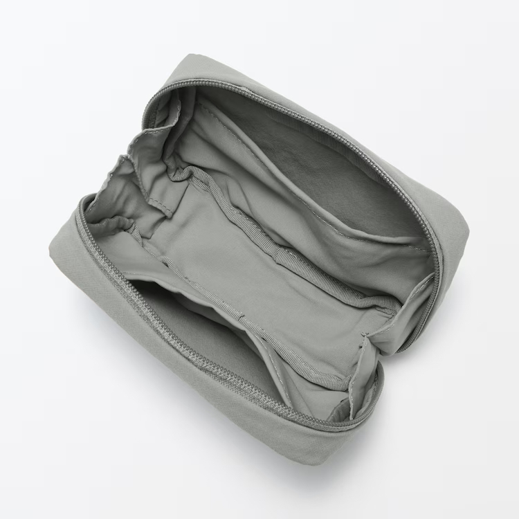 MUJI 褶皺尼龍寬口收納包 M