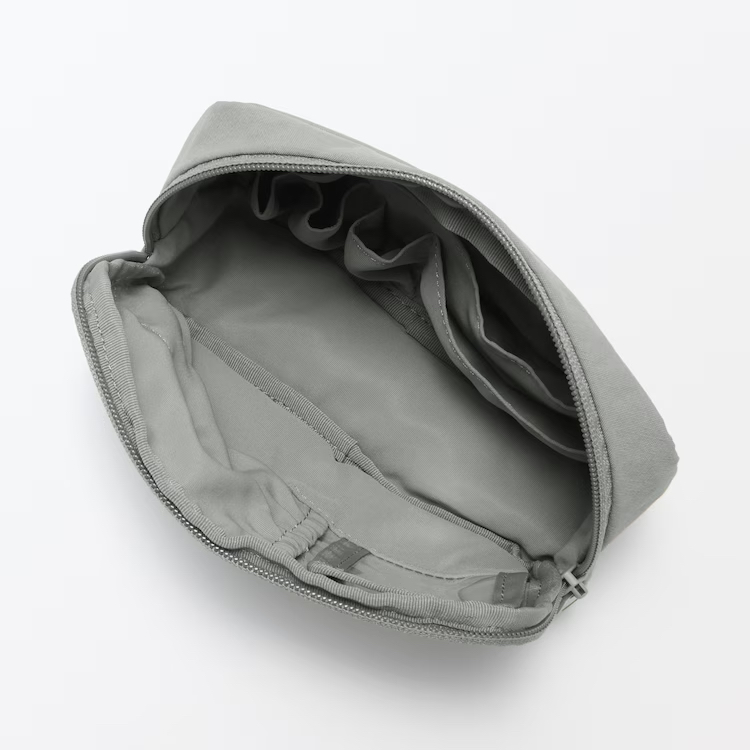 MUJI 褶皺尼龍寬口收納包 L