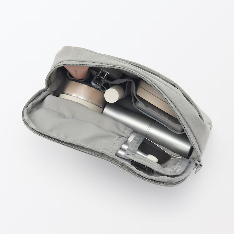 MUJI 褶皺尼龍寬口收納包 L