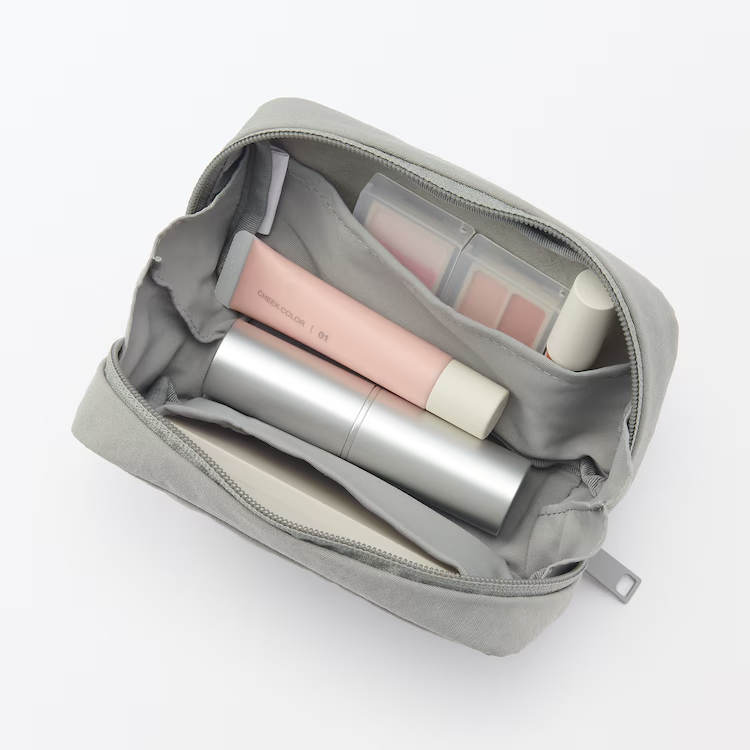 MUJI 褶皺尼龍寬口收納包 M