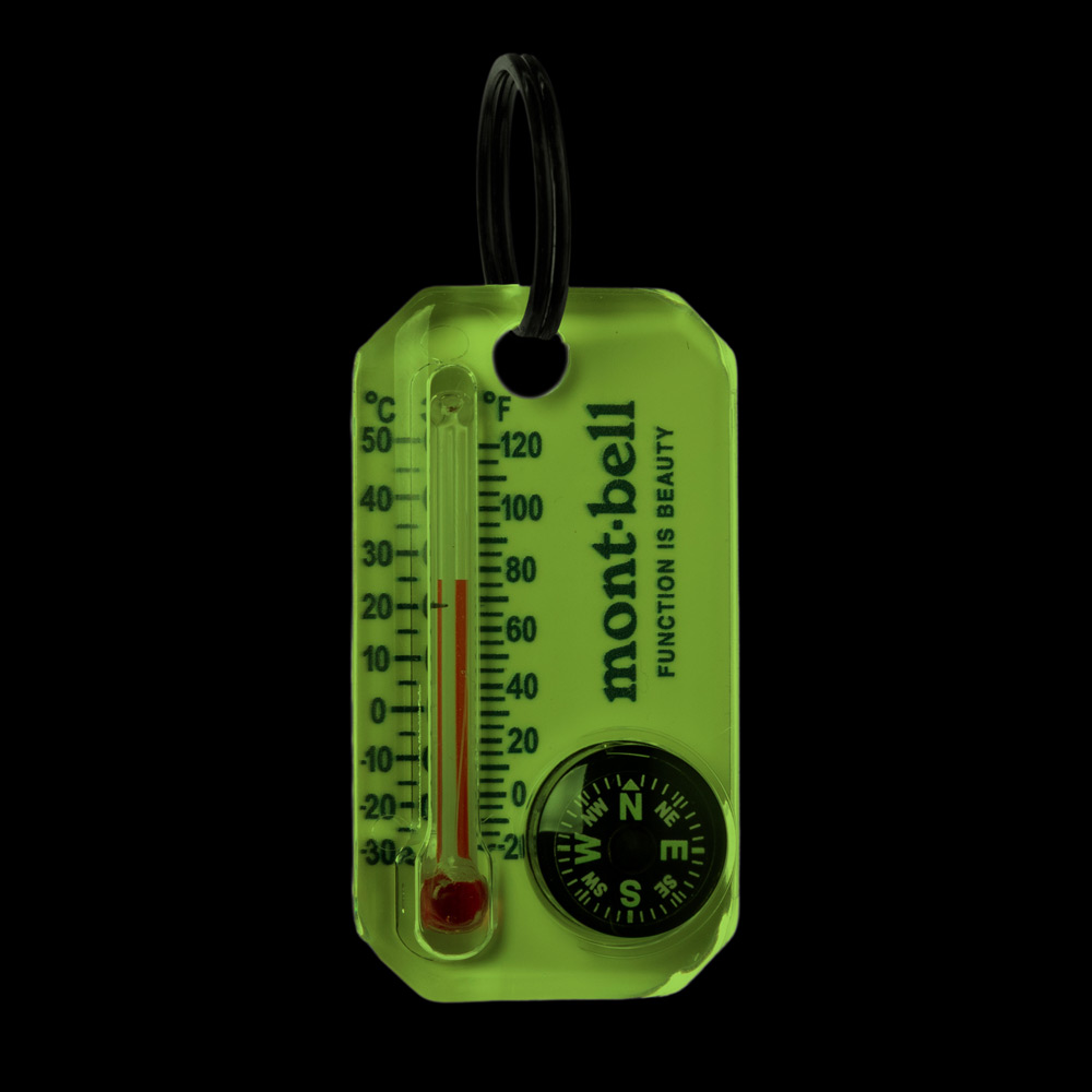 mont-bell 溫度計指南針鑰匙圈（表面夜光款）