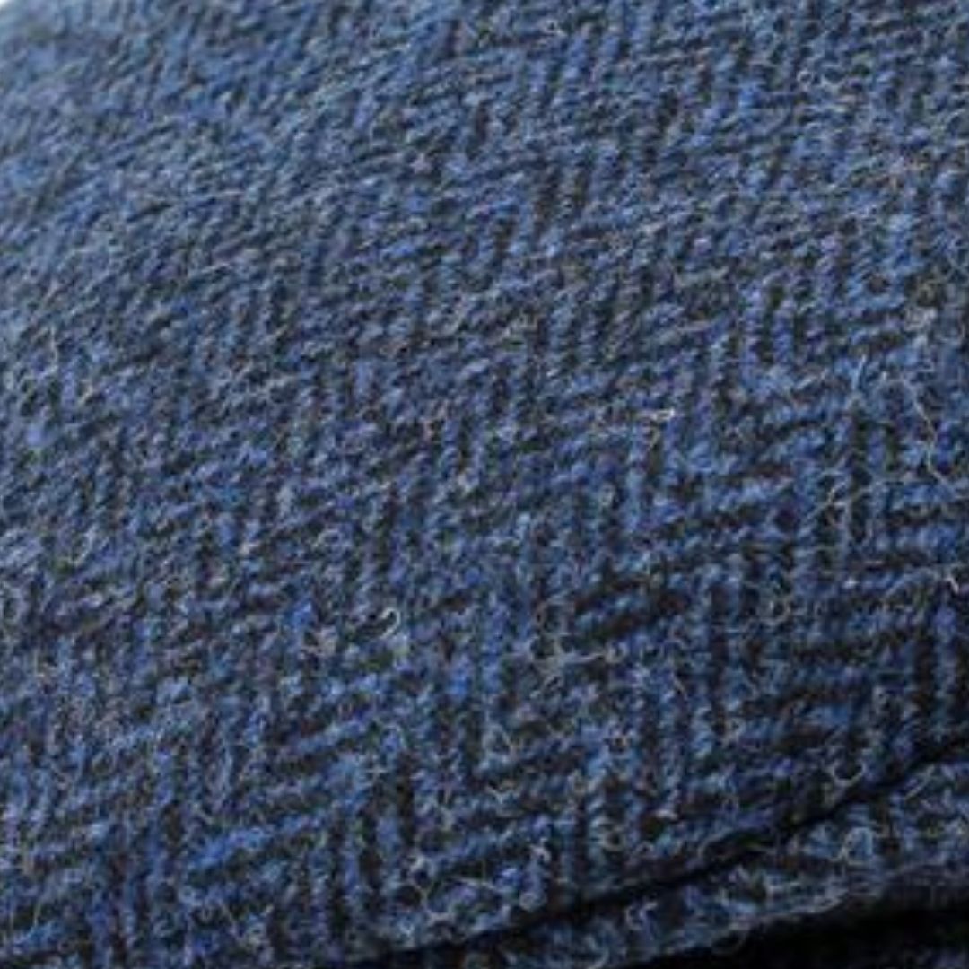 Donegal Touring Cap Blue Herringbone Wool Cap | Medium 59 cms. 