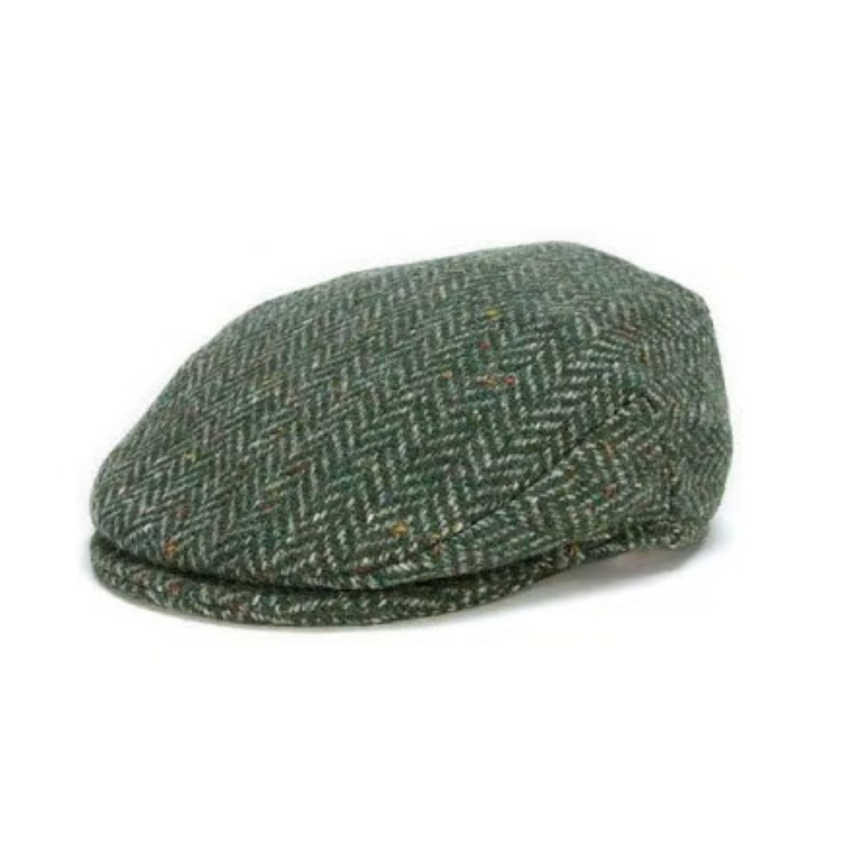 Irish Vintage Tweed Green Herringbone Flat Cap Medium - 59cms.
