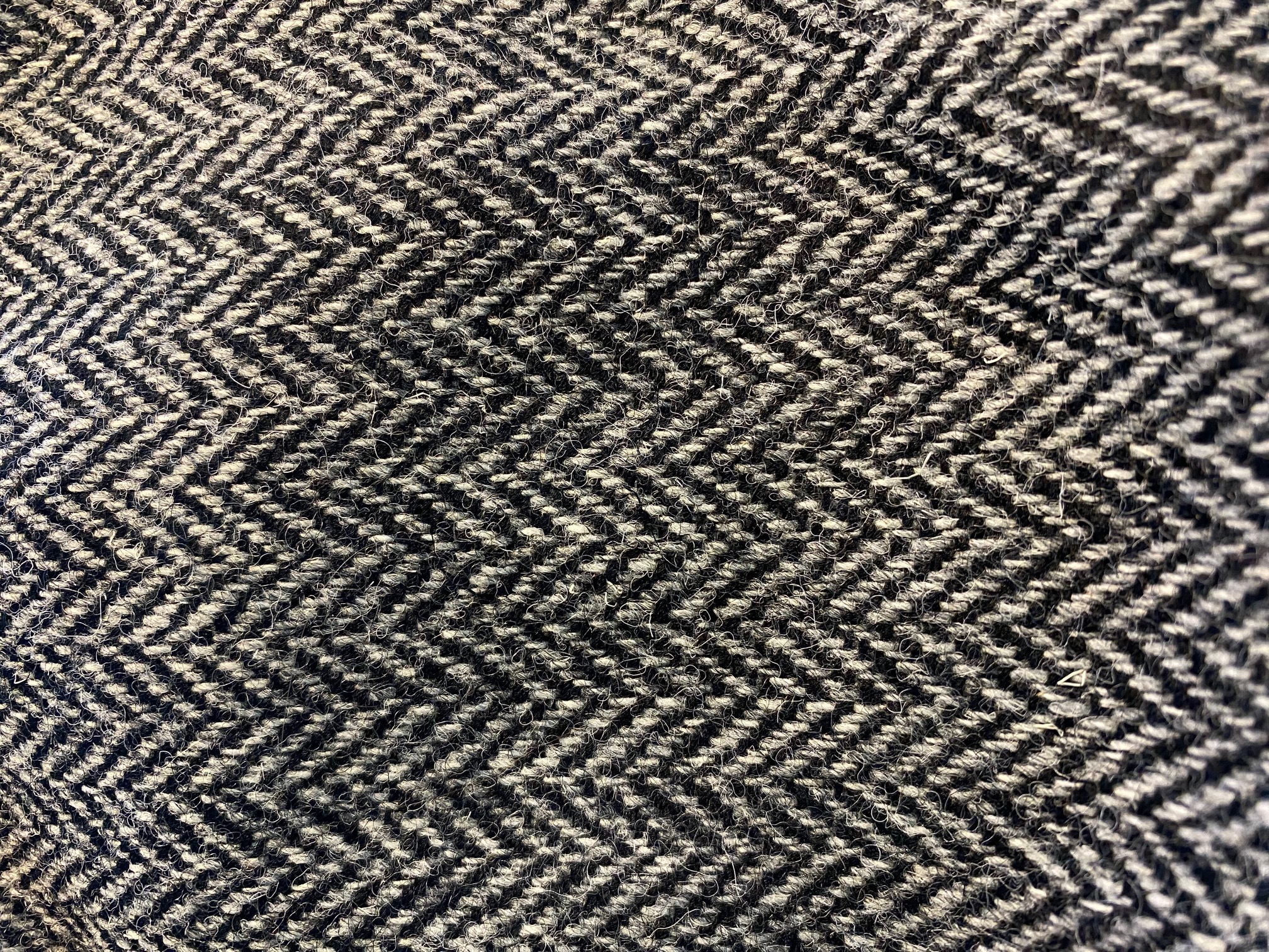 Irish Black Harris Herringbone Vintage Tweed Wool Cap - Medium 59 cms.