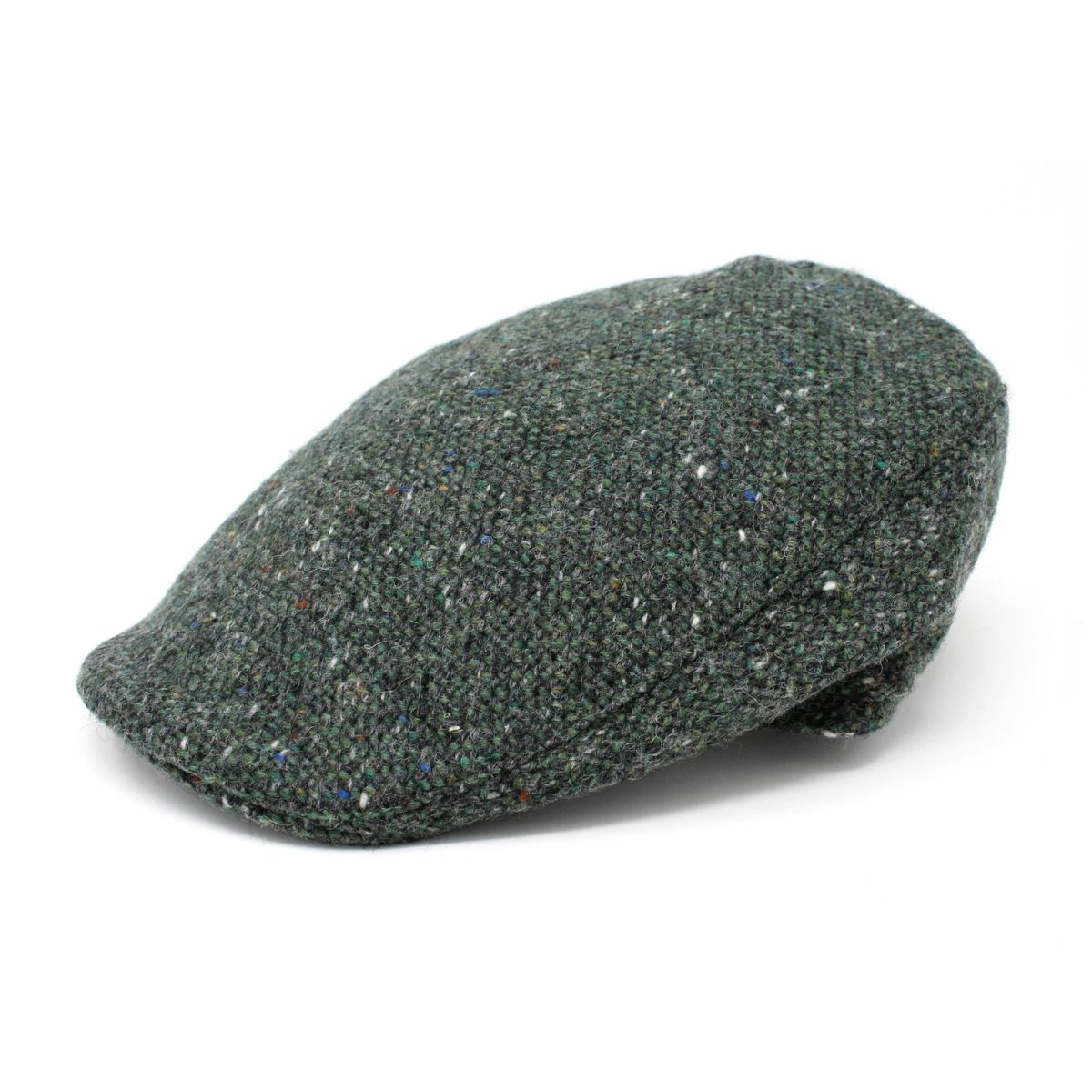 Donegal Touring Irish Green Fleck Tweed Pure Wool Cap - Small and Med Adults 
