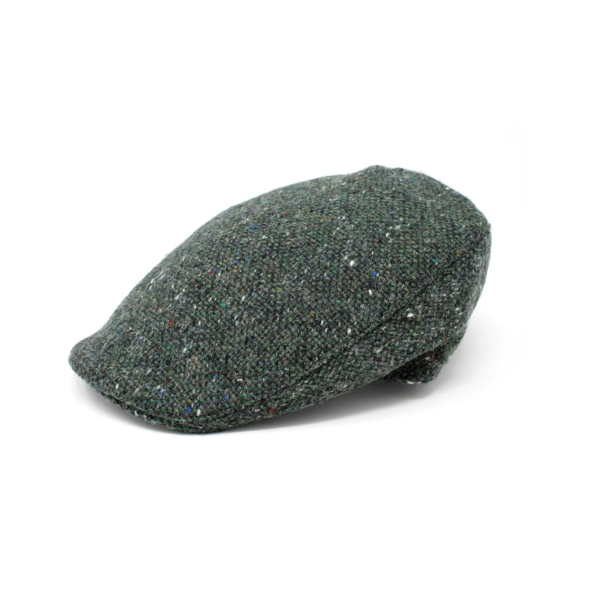 Donegal Touring Irish Green Fleck Tweed Pure Wool Cap - Small and Med Adults 