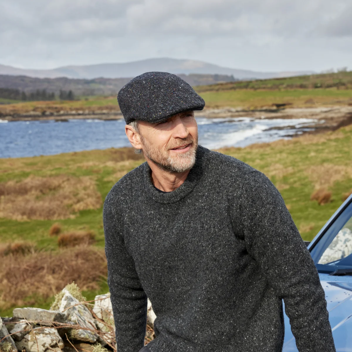 Donegal Touring Irish Blue Tweed Wool Cap - Small, Med and Large Sizes