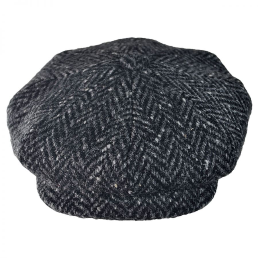 Irish Dark Charcoal Tweed Wool Newsboy Cap | Med 58cms. Large 60cms.