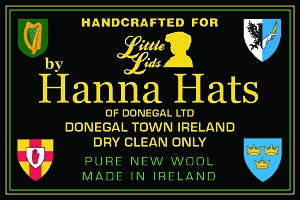 Irish Black Harris Herringbone Vintage Tweed Wool Cap - Medium 59 cms.