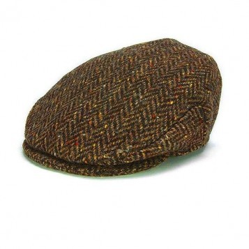 Irish Brown Vintage Tweed Wool Cap - Adult Large 61 cms.