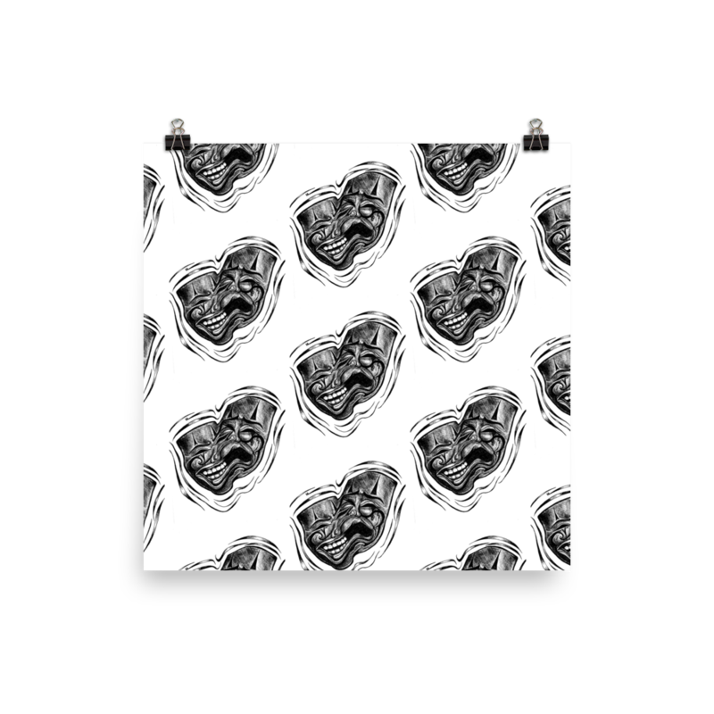 Two-Faced Pen Drawing Poster