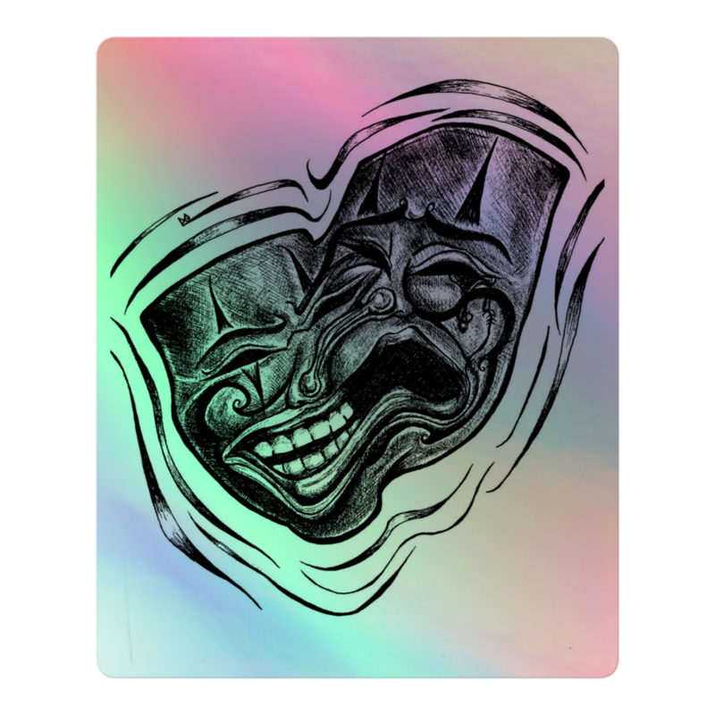 Two-Faced Pen Drawing Holographic sticker