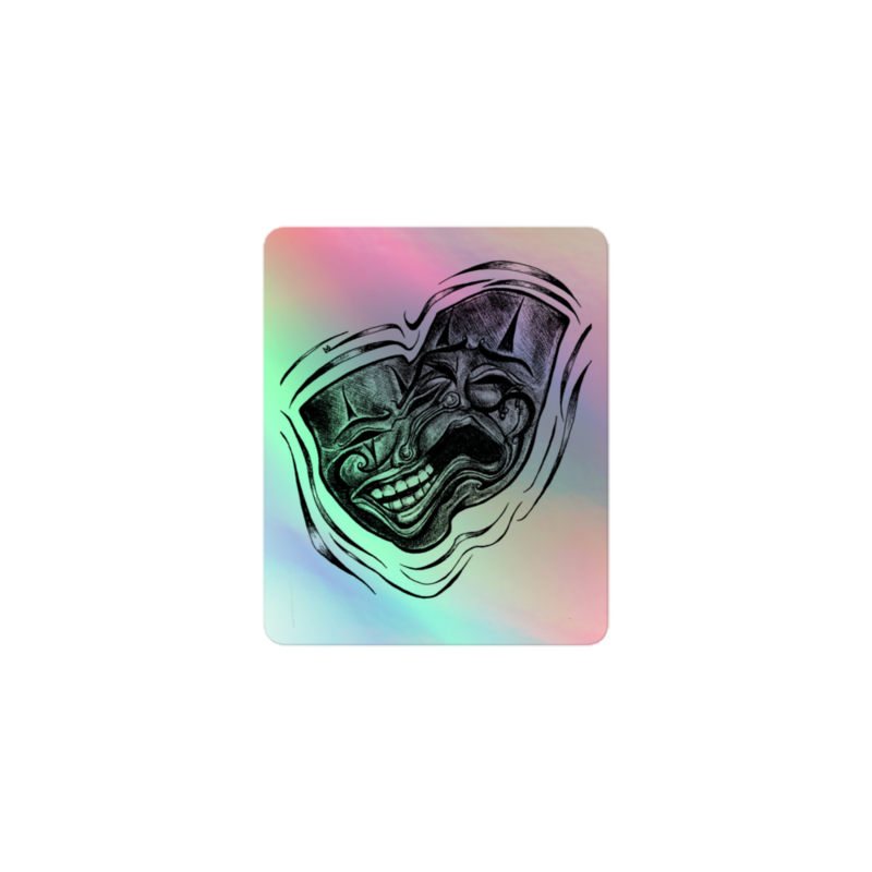 Two-Faced Pen Drawing Holographic sticker