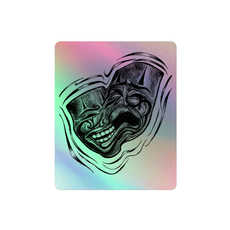Two-Faced Pen Drawing Holographic sticker