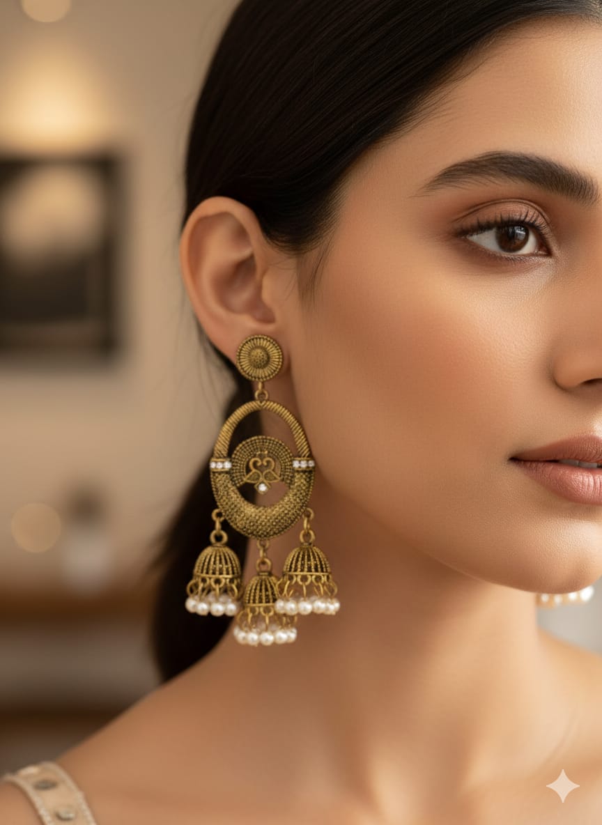 Antique Gold Jhumka Earrings