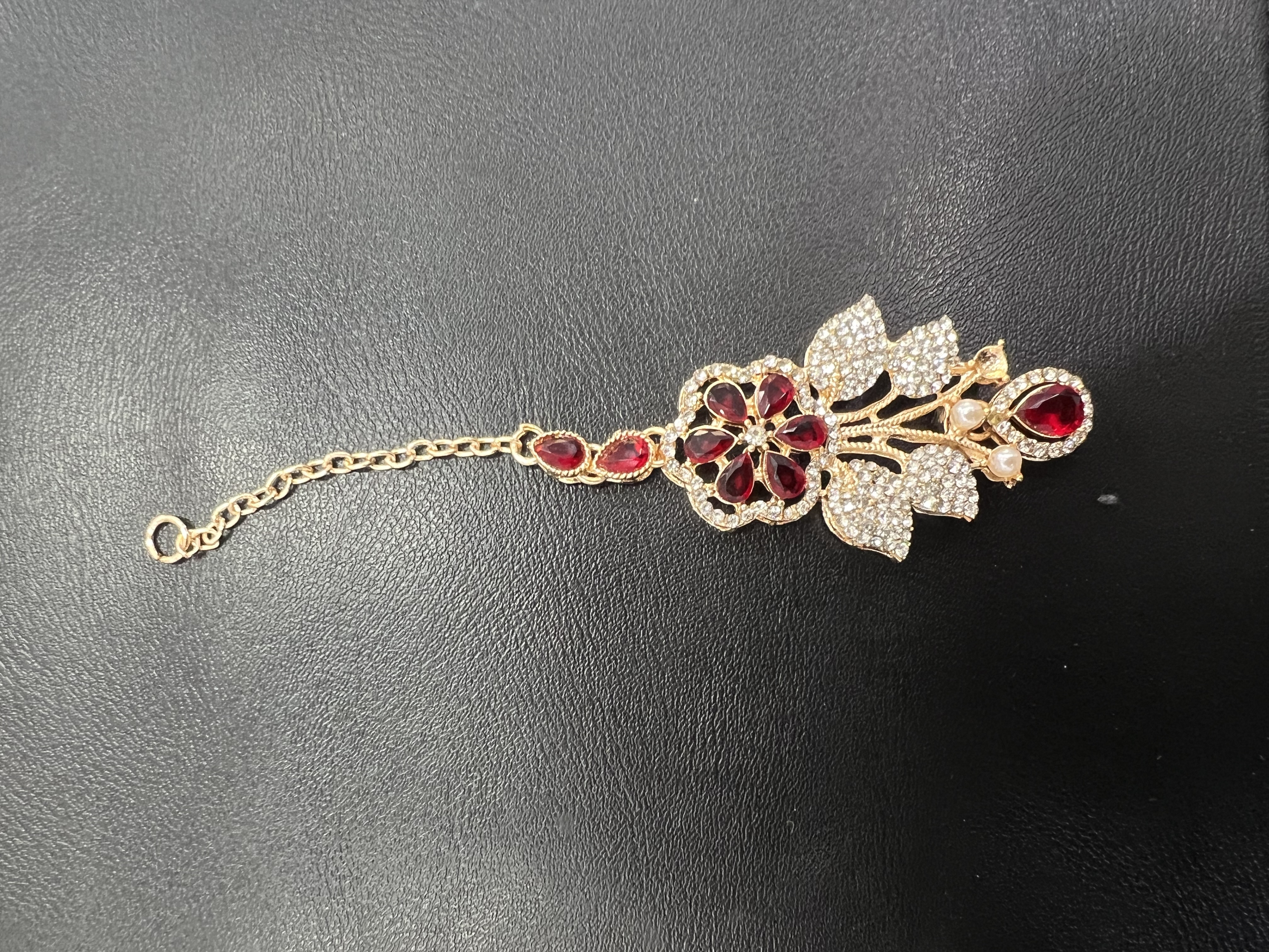 Red & Gold Floral Jewelry Set