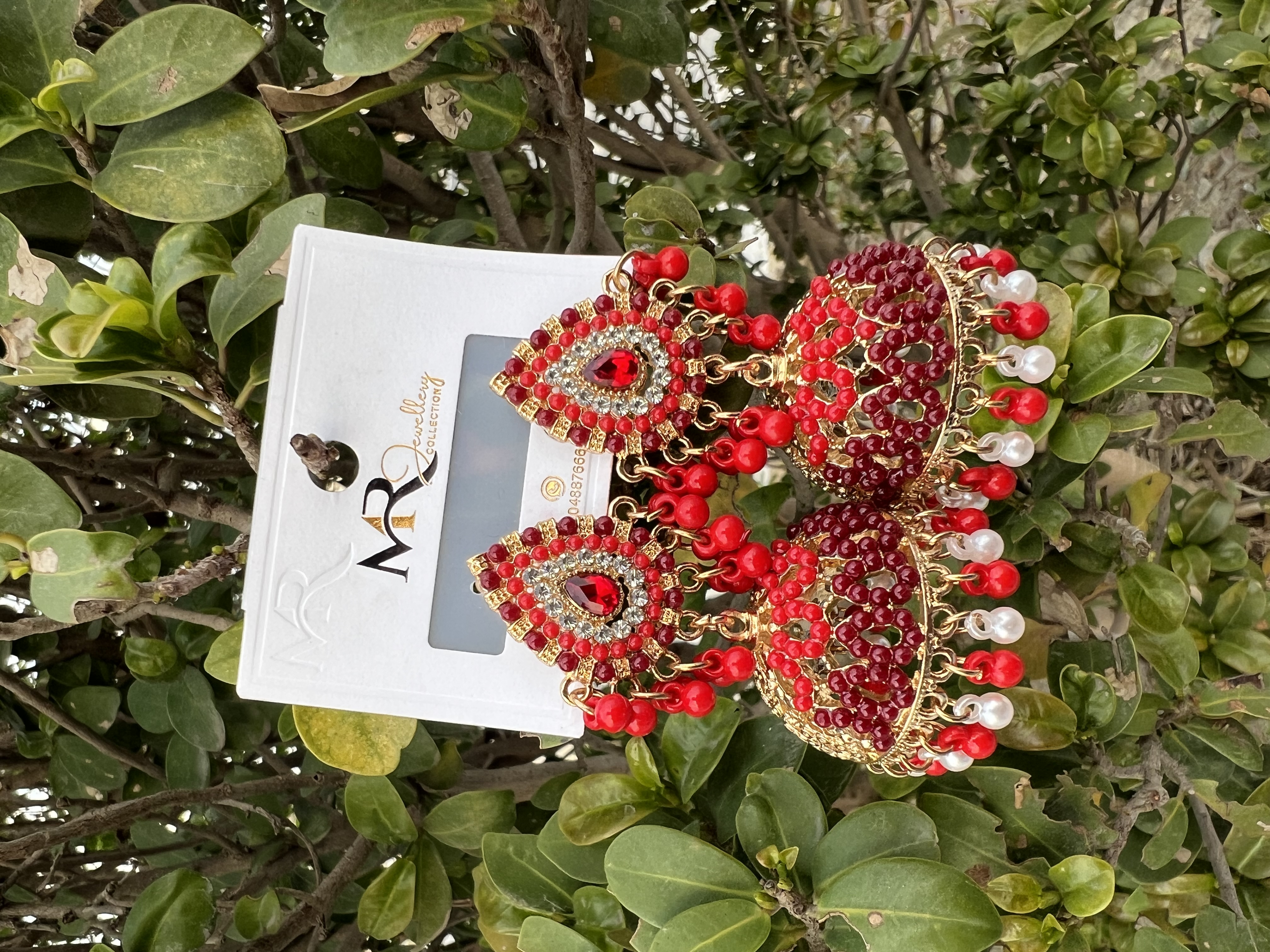 Red Bridal Jhumka Earrings