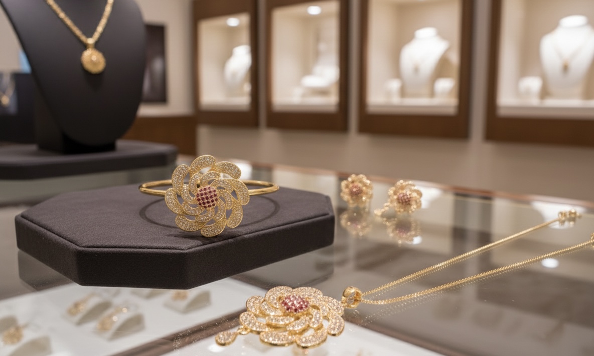 Floral Gold Jewelry Set